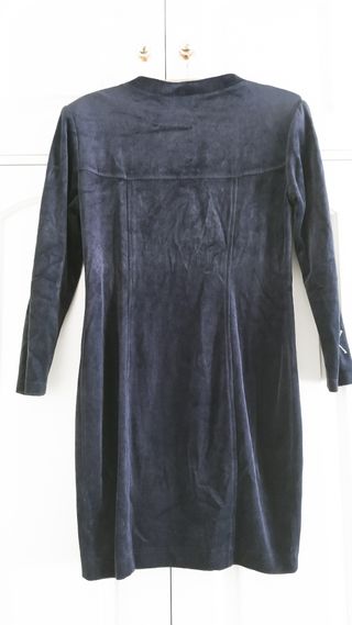 Vestido Terciopelo Azul Manga Larga