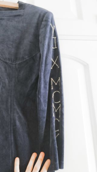 Vestido Terciopelo Azul Manga Larga