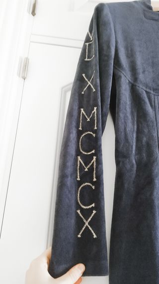 Vestido Terciopelo Azul Manga Larga