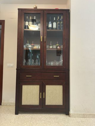 Conjunto Muebles Salón Madera y Cristal