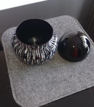 Bombonera di Cristallo Murano Nero e Multicolore