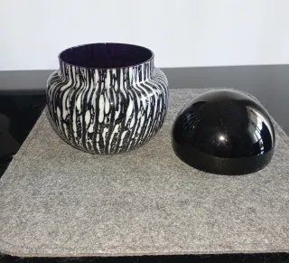 Bombonera di Cristallo Murano Nero e Multicolore