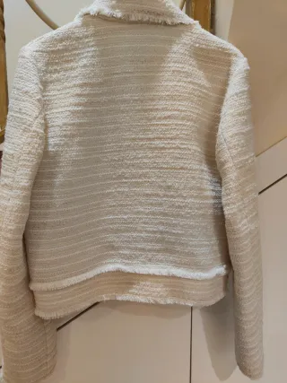 Chaqueta Mango Beige/Blanca Tweed