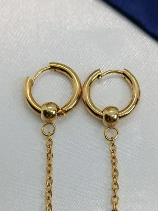 Pendientes aro acero inoxidable cruz colgante