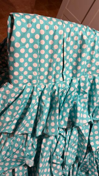 Traje Flamenca Niña Turquesa Lunares