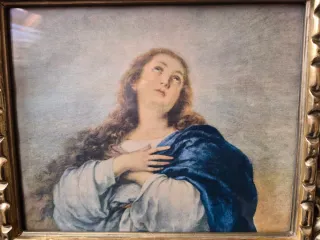 Cuadro antiguo marco madera policromada