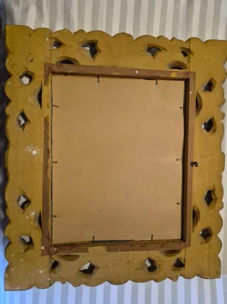 Cuadro antiguo marco madera policromada