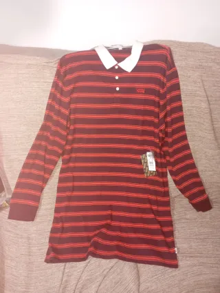 Vestido largo Vans rayas morado y rojo