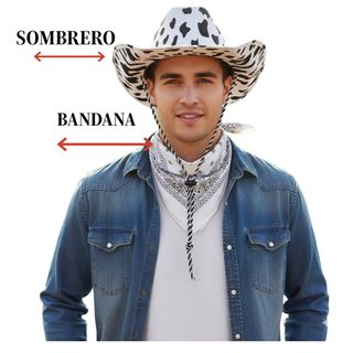 Sombrero Cowboy + Bandana Estilo Western Adulto