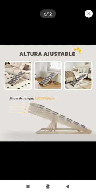 Rampa plegable mascotas regulable 41-60cm