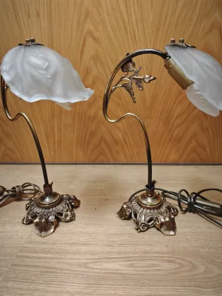 Pareja Lámparas Mariner Metal y Cristal Modernista