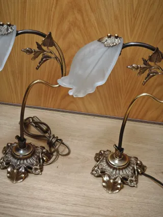 Pareja Lámparas Mariner Metal y Cristal Modernista