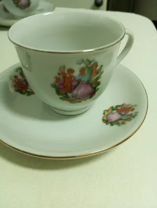 Juego de 6 tazas de café de porcelana