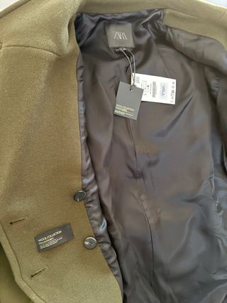 Abrigo Lana Manteco Zara Verde caqui talla L