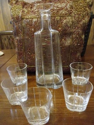 Servizio cristallo vintage: decanter e 5 bicchieri