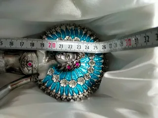 Figura Plata/Azul Mujer Griega Decorativa