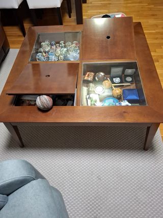 Mesa de centro madera y cristal moderna