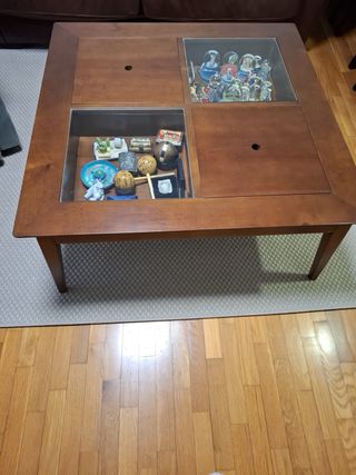 Mesa de centro madera y cristal moderna