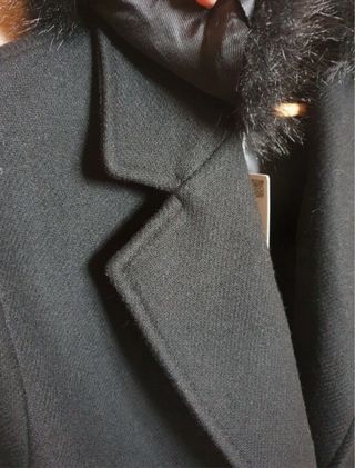 Abrigo lana Zara Negro Talla M con cuello pelo