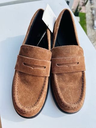 Mocasines de piel Zara Marrón Talla 39