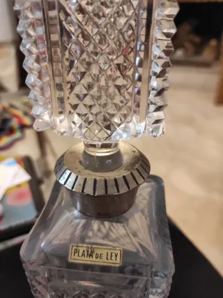 Antica bottiglia per liquori in cristallo e argento sterling