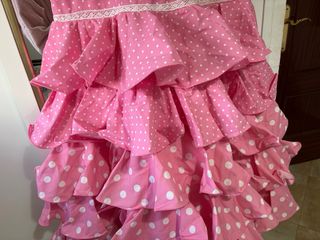 Vestido de flamenca rosa lunares talla 9-xs
