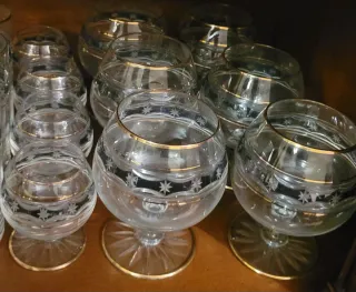 Set di Cristalleria Vintage Anni '70 con Bordo Dorato