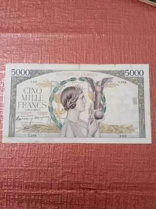 Billete 5000 Francos Franceses 1939