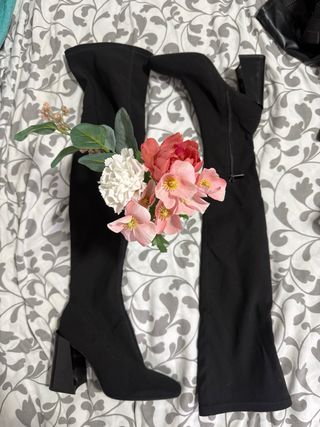 Botas Negras Plataforma Zara Stradivarius Bershka