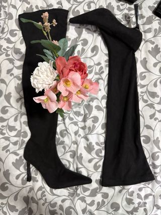Botas Negras Plataforma Zara Stradivarius Bershka