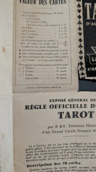 Tarot La Ducale 1962 Cartas Francesas
