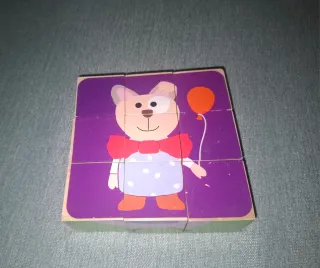 Puzzle cubos madera infantil ratón