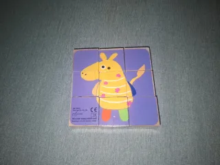 Puzzle cubos madera infantil ratón