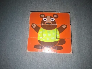 Puzzle cubos madera infantil ratón