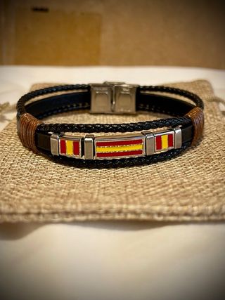 Pulsera España Cuero y Acero