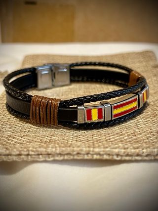 Pulsera España Cuero y Acero