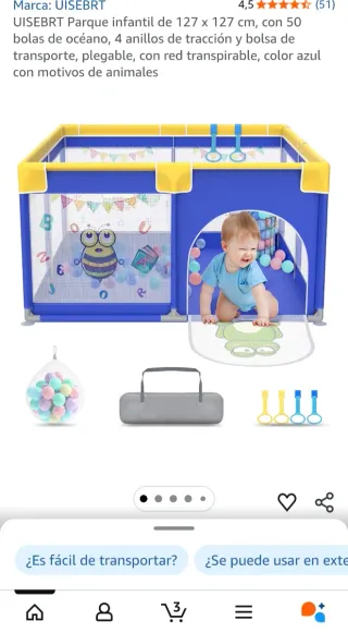 Parque Infantil UISEBRT 127x127cm Azul