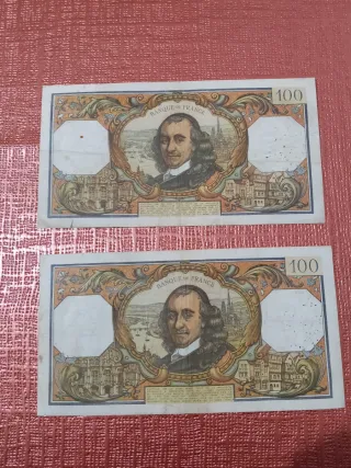 Lote 2 Billetes 100 Francos Francia