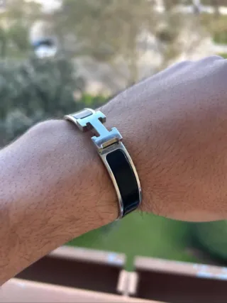 Pulseira Hermès H Prata e Preta