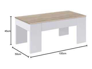 Mesa elevable roble y blanco 100x50cm