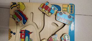 Puzzle madera circuito transportes