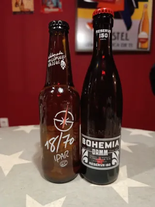 Botellas serigrafiadas Damm y 18/70 VACÍAS