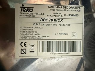 Campana extractora Teka DB1 70 Inox