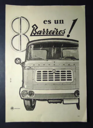 ANNUNCIO ORIGINALE CAMION BARREIROS ANNO 1958