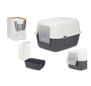 Arenero para gatos con techo