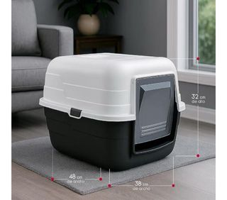 Arenero para gatos con techo