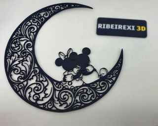 Decoração Lua Mickey e Minnie Ribeirexi 3D