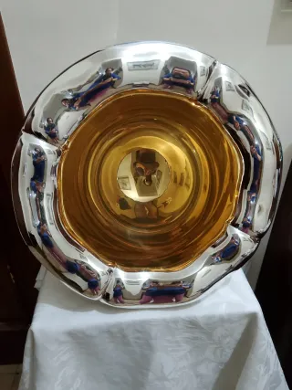 Centro tavola placcato argento e oro