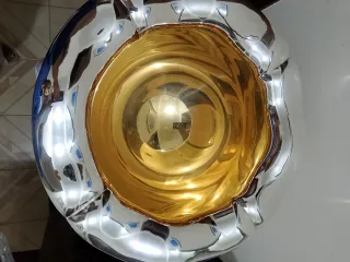 Centro tavola placcato argento e oro