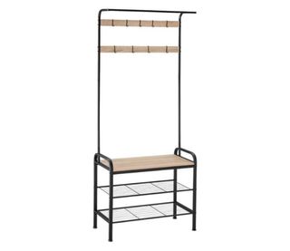 Perchero y zapatero entrada metal y madera